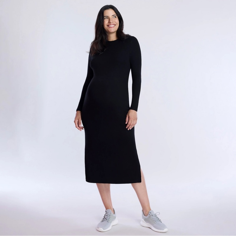 MATERNITY MOTHERHOOD Rib Column Midi Dress